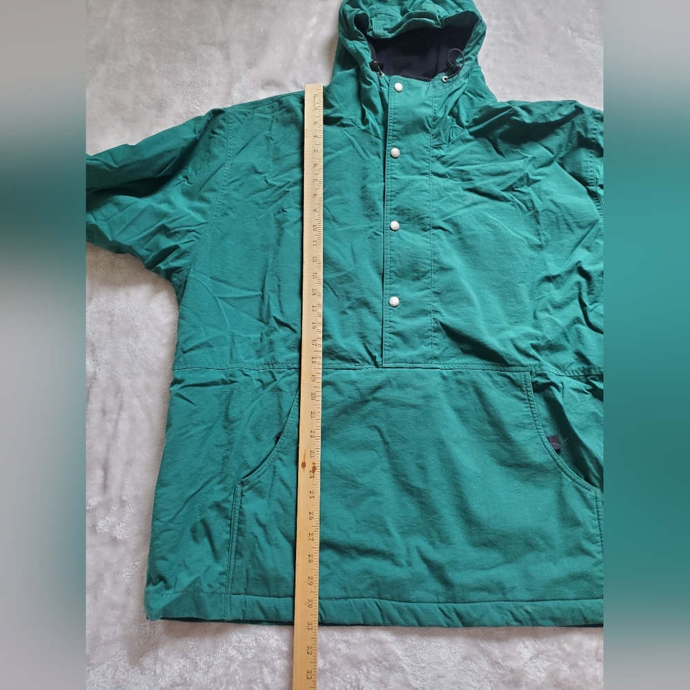 Mens Pullover Anorak XL Green Soft Shell Windbreaker Hooded Woolrich - Picture 11 of 12